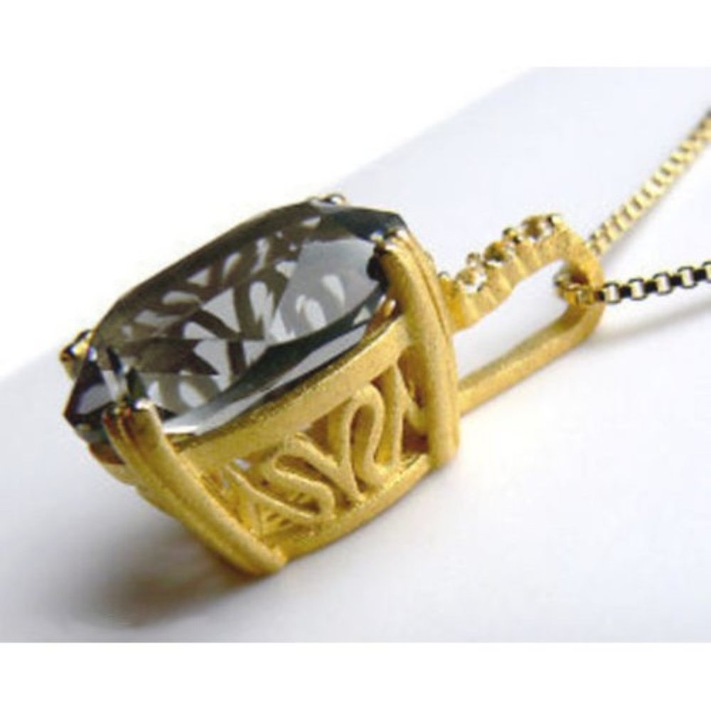 VERA WANG 18K Gold over SILVER Gray Solitaire Necklace - Picture 3 of 13